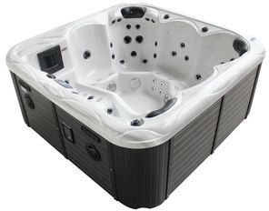 Family Compact Hot Tub Silver White Marble 10
