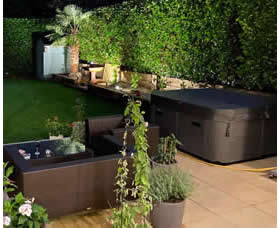 Family Compact Hot Tub Evening
